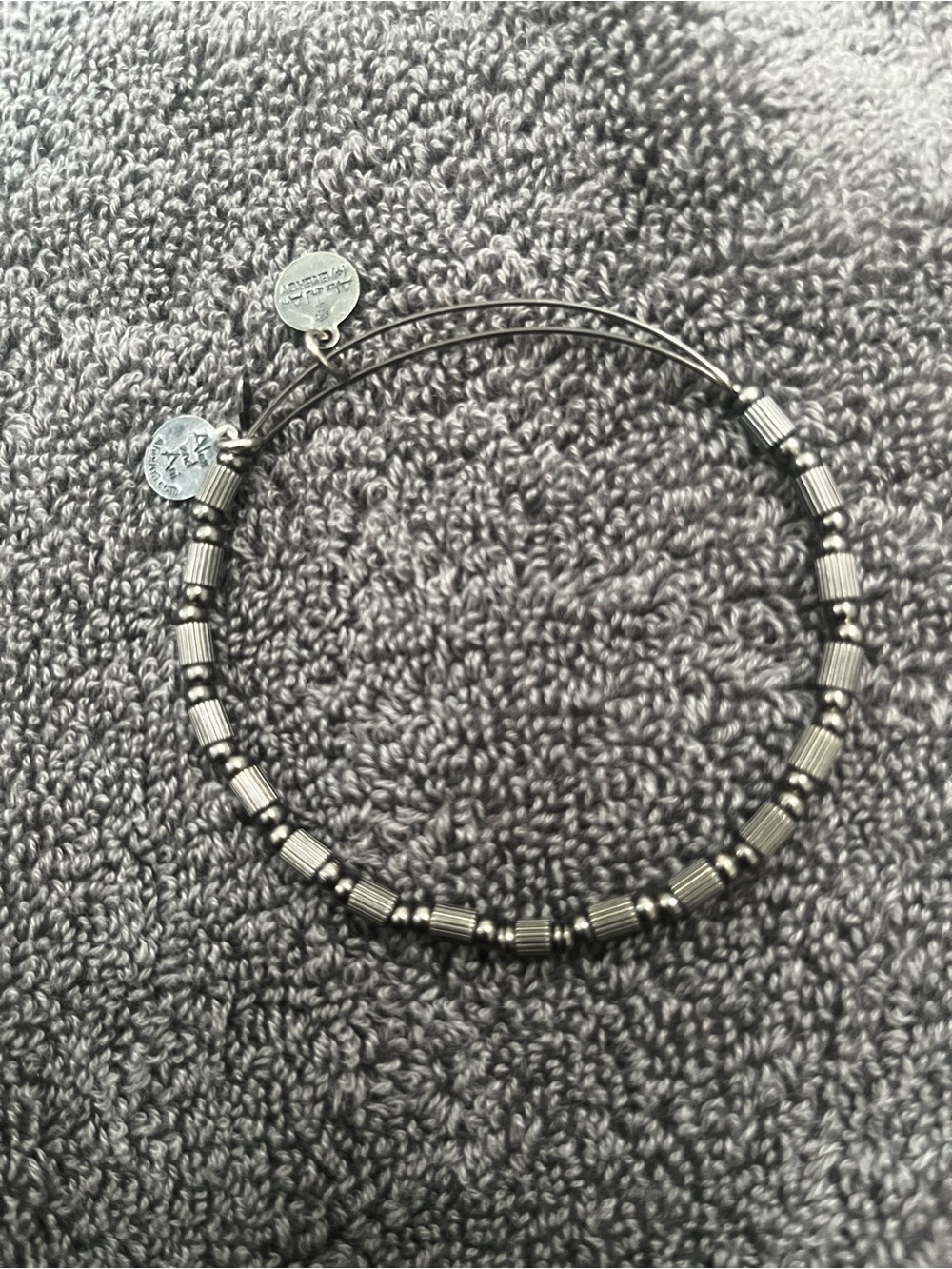 Alex and Ani Silver-Tone Ribbed Bead Expandable Bracelet